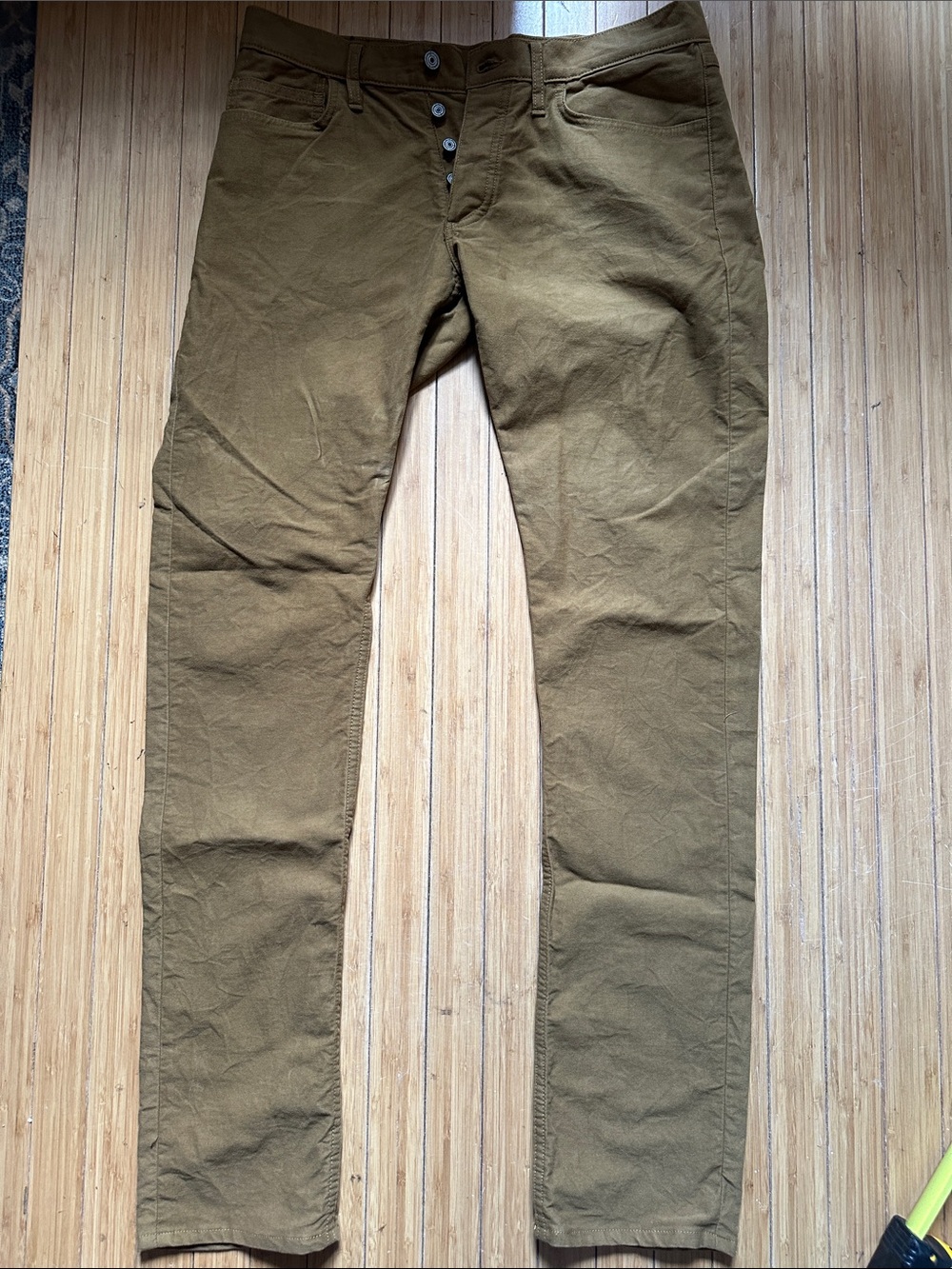 Gustin Slim Fit Men’s Moleskin Pants in Olive Brown 34x34